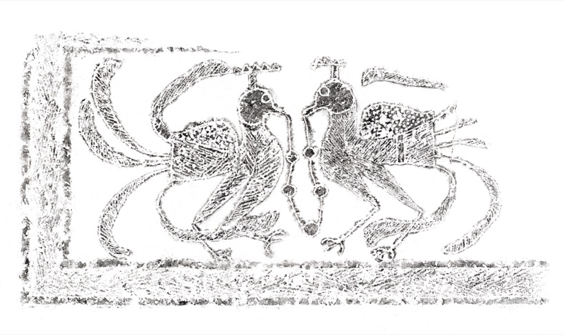 汉拓《双凤衔珠》Twin Phoenixes rubbing